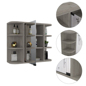 English Elm Milan Modern Medicine Cabinet with Mirrored Door and Nine Shelves for Compact Bathroom Storage Gray 27.6 L x 18.9 W x 6.3 H B20091957