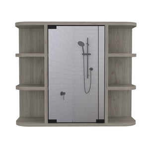 English Elm Milan Modern Medicine Cabinet with Mirrored Door and Nine Shelves for Compact Bathroom Storage Gray 27.6 L x 18.9 W x 6.3 H B20091957