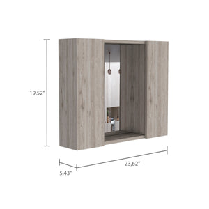 English Elm Artemisa Gray Medicine Cabinet Double Door Mirror with 6 Shelves, Space-Saving, Humidity-Resistant B07092059