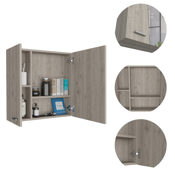 English Elm Sines Mirror Medicine Cabinet with Four Internal Shelves, Double Door Design for Sleek Bathroom Storage Gray 28.7 L x 22 W x 5.5 H B07092111