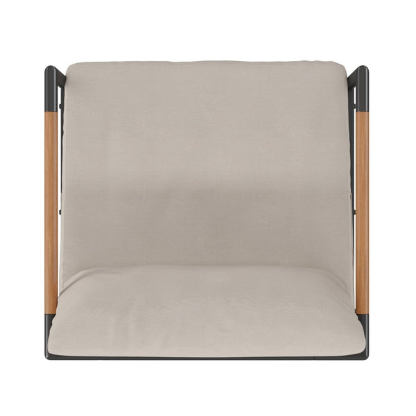 English Elm Lea Indoor/Outdoor Patio Chair - Stylish Aluminum Frame with Teak Arms and Comfortable Cushions Beige GM-201027-1S-GY-GG