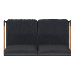 English Elm Lea Indoor/Outdoor Loveseat - Modern Aluminum Frame with Teak Accents and Comfortable Cushions Charcoal GM-201027-2S-CH-GG