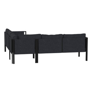 English Elm Lea Indoor/Outdoor Sectional Sofa - Modern 5-Seat Design with Storage Pockets for Stylish Comfort Charcoal GM-201108-SEC-CH-GG