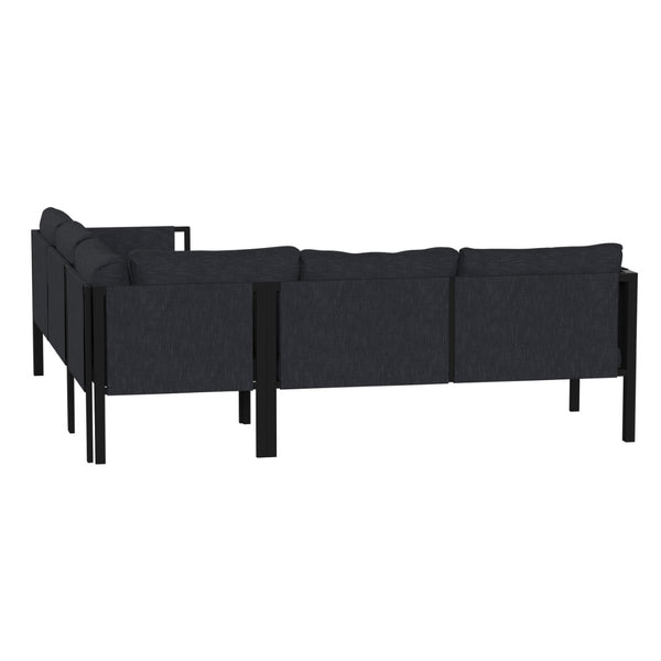 English Elm Lea Indoor/Outdoor Sectional Sofa - Modern 5-Seat Design with Storage Pockets for Stylish Comfort Charcoal GM-201108-SEC-CH-GG