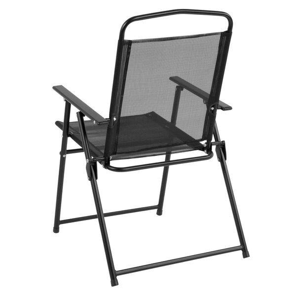 English Elm Nantucket 6 Piece Patio Garden Set with Umbrella Table and Folding Chairs for Outdoor Relaxation Black 31.25"W x 31.25"D x 28"H GM-202012-BK-GG