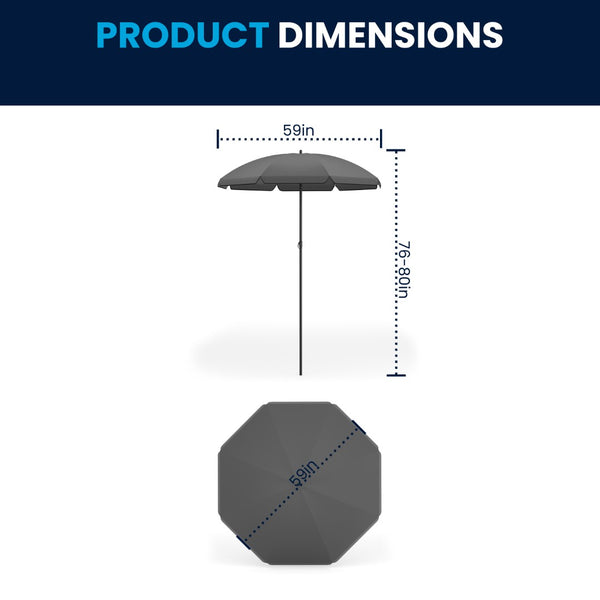 English Elm Nantucket 6 Piece Patio Garden Set with Umbrella Table and Folding Chairs for Outdoor Relaxation Black 31.25"W x 31.25"D x 28"H GM-202012-BK-GG