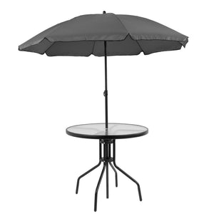 English Elm Nantucket 6 Piece Patio Garden Set with Umbrella Table and Folding Chairs for Outdoor Relaxation Black 31.25"W x 31.25"D x 28"H GM-202012-BK-GG