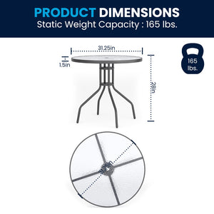 English Elm Nantucket 6 Piece Patio Garden Set with Umbrella Table and Folding Chairs for Outdoor Relaxation Brown 31.25"W x 31.25"D x 28"H GM-202012-BRN-GG
