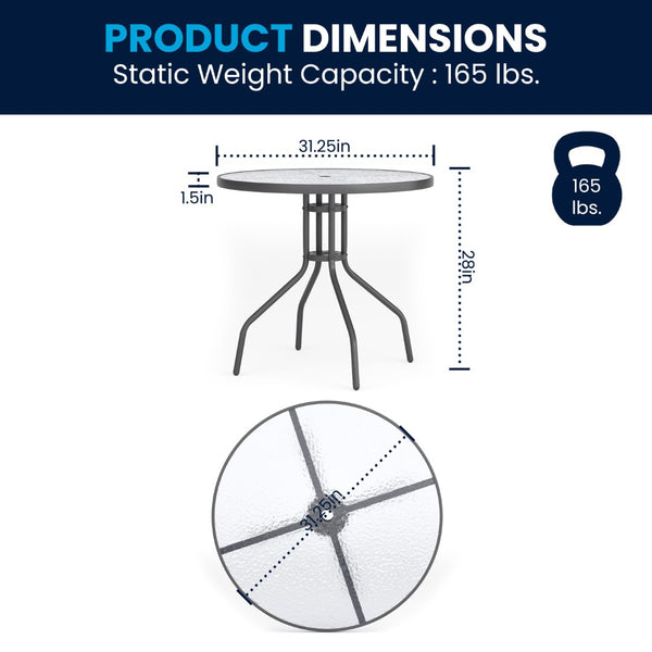 English Elm Nantucket 6 Piece Patio Garden Set with Umbrella Table and Folding Chairs for Outdoor Relaxation Brown 31.25"W x 31.25"D x 28"H GM-202012-BRN-GG