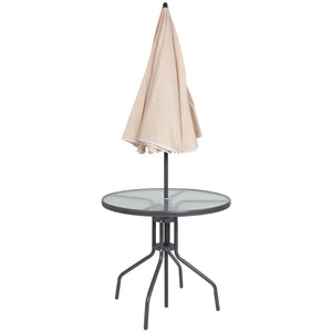 English Elm Nantucket 6 Piece Patio Garden Set with Umbrella Table and Folding Chairs for Outdoor Relaxation Brown 31.25"W x 31.25"D x 28"H GM-202012-BRN-GG