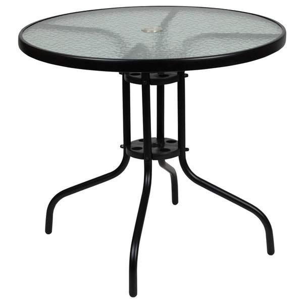 English Elm Nantucket 6 Piece Patio Garden Set with Umbrella Table and Folding Chairs for Outdoor Relaxation Navy GM-202012-NV-GG