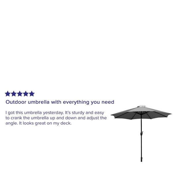 English Elm Kona 9 FT Round Patio Umbrella with Durable Aluminum Pole, Crank, and Tilt for Ultimate Shade Comfort Gray GM-402003-GY-GG