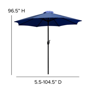 English Elm Kona 9 FT Round Patio Umbrella with Durable Aluminum Pole, Crank, and Tilt for Ultimate Shade Comfort Navy GM-402003-NVY-GG