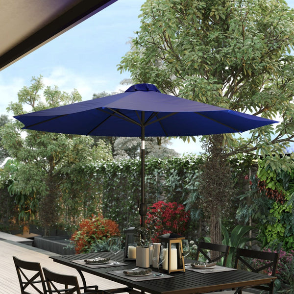 English Elm Kona 9 FT Round Patio Umbrella with Durable Aluminum Pole, Crank, and Tilt for Ultimate Shade Comfort Navy GM-402003-NVY-GG