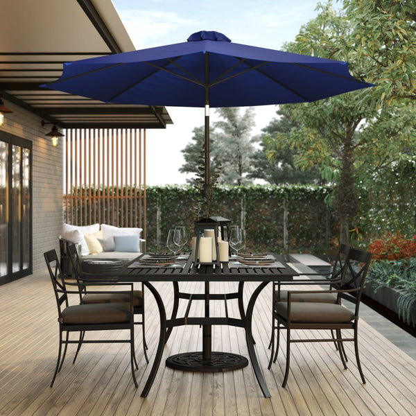 English Elm Kona 9 FT Round Patio Umbrella with Durable Aluminum Pole, Crank, and Tilt for Ultimate Shade Comfort Navy GM-402003-NVY-GG