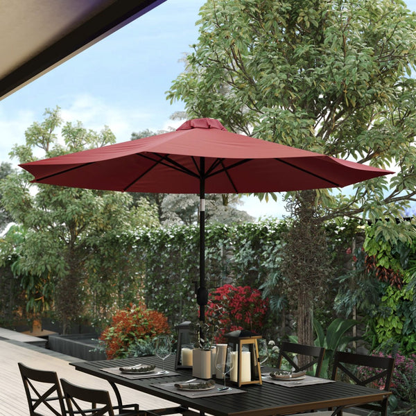 English Elm Kona 9 FT Round Patio Umbrella with Durable Aluminum Pole, Crank, and Tilt for Ultimate Shade Comfort Red GM-402003-RED-GG
