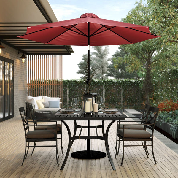 English Elm Kona 9 FT Round Patio Umbrella with Durable Aluminum Pole, Crank, and Tilt for Ultimate Shade Comfort Red GM-402003-RED-GG