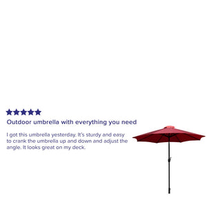 English Elm Kona 9 FT Round Patio Umbrella with Durable Aluminum Pole, Crank, and Tilt for Ultimate Shade Comfort Red GM-402003-RED-GG