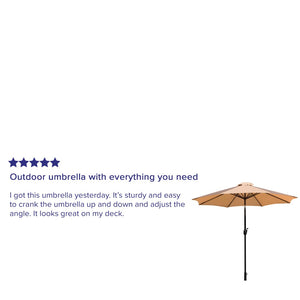 English Elm Kona 9 FT Round Patio Umbrella with Durable Aluminum Pole, Crank, and Tilt for Ultimate Shade Comfort Tan GM-402003-TAN-GG