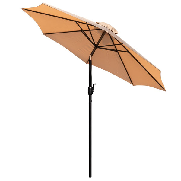 English Elm Kona 9 FT Round Patio Umbrella with Durable Aluminum Pole, Crank, and Tilt for Ultimate Shade Comfort Tan GM-402003-TAN-GG