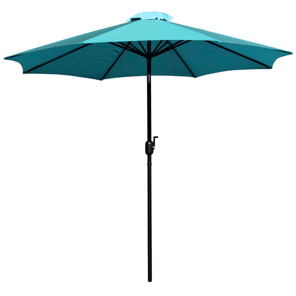 English Elm Kona 9 FT Round Patio Umbrella with Durable Aluminum Pole, Crank, and Tilt for Ultimate Shade Comfort Teal GM-402003-TL-GG
