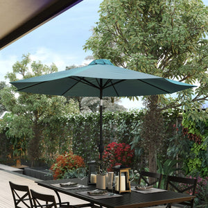 English Elm Kona 9 FT Round Patio Umbrella with Durable Aluminum Pole, Crank, and Tilt for Ultimate Shade Comfort Teal GM-402003-TL-GG