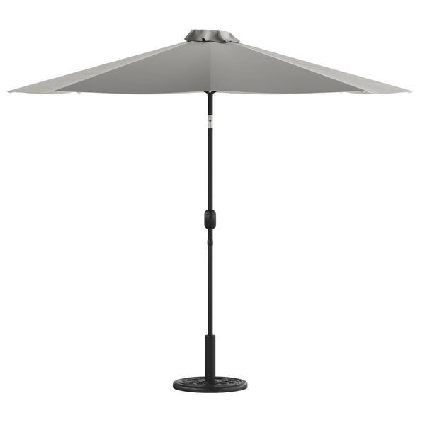English Elm Sunny 9 FT Round Patio Umbrella with Crank Lift, Tilt Feature, and Sturdy Universal Cement Base Gray GM-402003-UB19B-GY-GG
