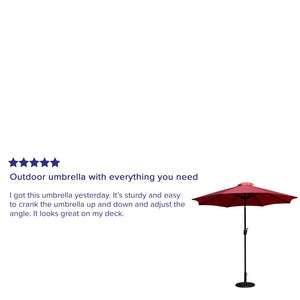 English Elm Kona 9 FT Round Umbrella Set with Crank Lift, Tilt Function & Heavy-Duty Base for Outdoor Shade Red GM-402003-UB19B-RED-GG