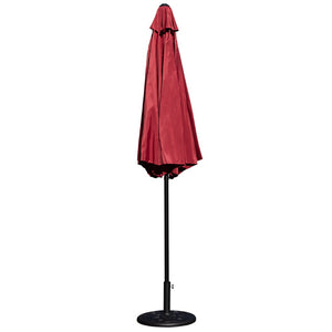 English Elm Kona 9 FT Round Umbrella Set with Crank Lift, Tilt Function & Heavy-Duty Base for Outdoor Shade Red GM-402003-UB19B-RED-GG