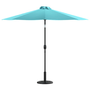 English Elm Sunny 9 FT Round Patio Umbrella with Crank Lift, Tilt Feature, and Sturdy Universal Cement Base Teal GM-402003-UB19B-TL-GG