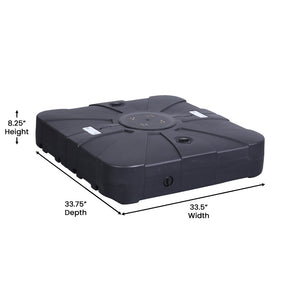 English Elm Hank Heavy-Duty Weather-Resistant Umbrella Base with Wheels & Grooved Handles for Easy Mobility GM-WL-80040FA-L-BK-GG