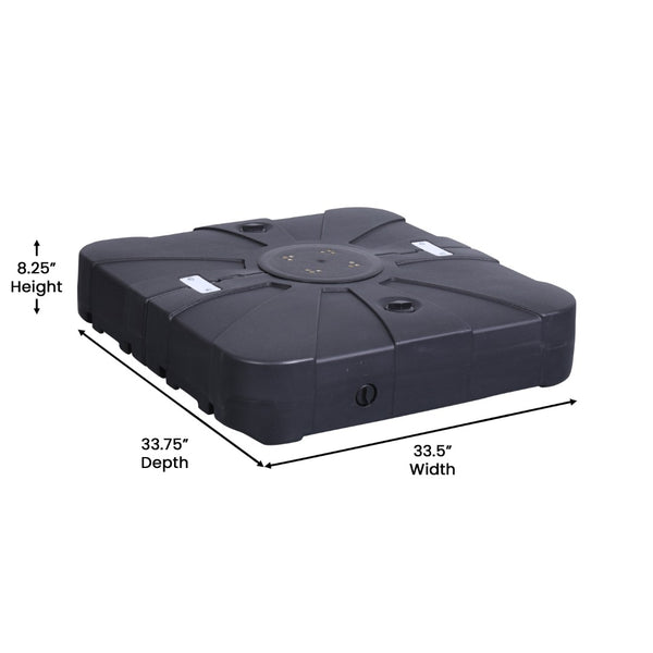 English Elm Hank Heavy-Duty Weather-Resistant Umbrella Base with Wheels & Grooved Handles for Easy Mobility GM-WL-80040FA-L-BK-GG