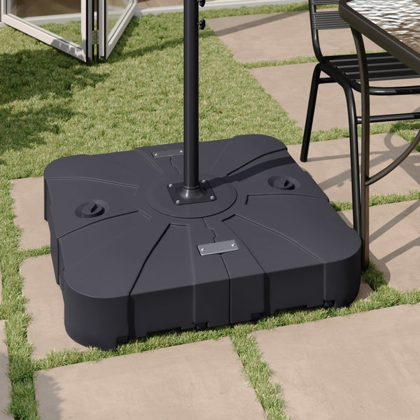 English Elm Hank Heavy-Duty Weather-Resistant Umbrella Base with Wheels & Grooved Handles for Easy Mobility GM-WL-80040FA-L-BK-GG