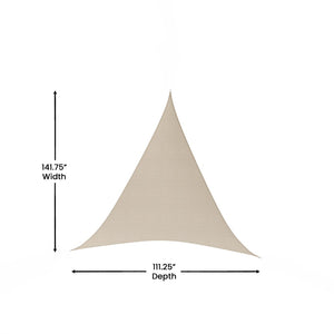 English Elm Palmetto 12ft Triangle Sun Sail Shade Canopy - UV Protection, Durable Design, Easy Setup in Sand Color GM-WL-SS22003-1-SAND-GG