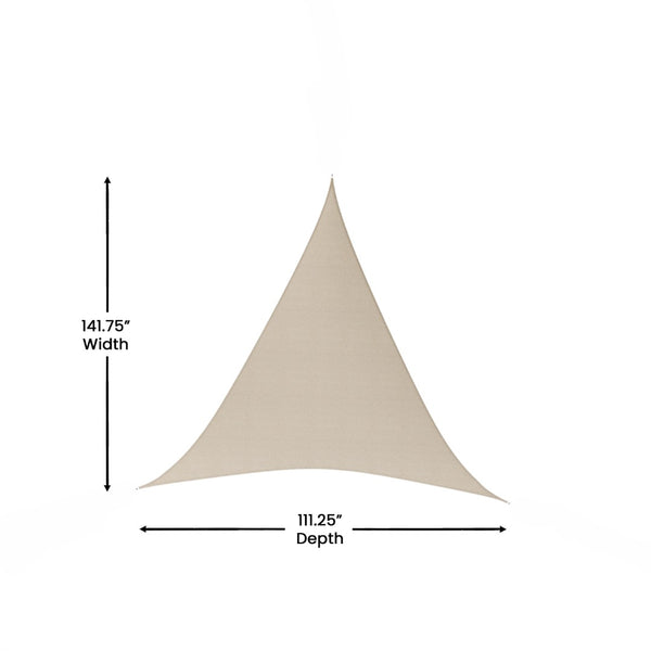 English Elm Palmetto 12ft Triangle Sun Sail Shade Canopy - UV Protection, Durable Design, Easy Setup in Sand Color GM-WL-SS22003-1-SAND-GG