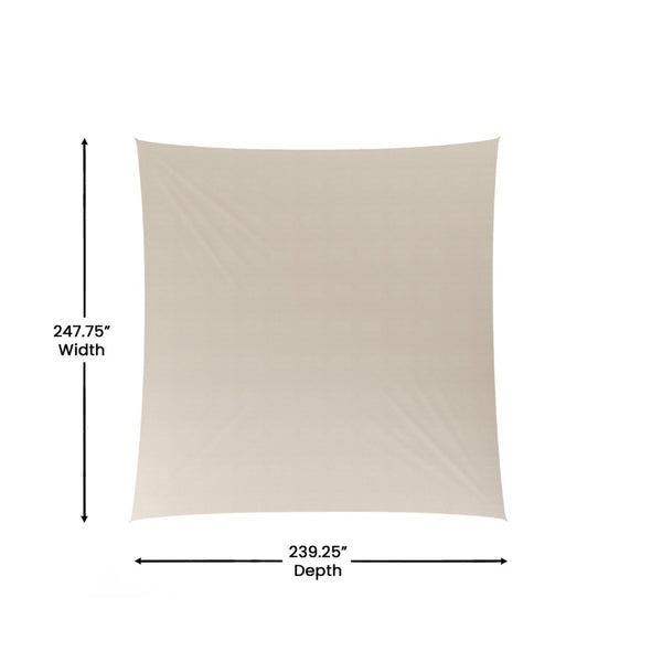 English Elm Palmetto 20ft Rectangle Sun Sail Shade Canopy - Durable, UV-Resistant, Easy Setup in Sand Color GM-WL-SS22003-5-SAND-GG