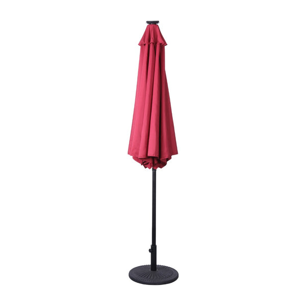 English Elm Montego Commercial Grade 9 FT Round Umbrella with Solar LED Lights for Outdoor Shade and Style Red GM-WL-U22002B-RED-GG