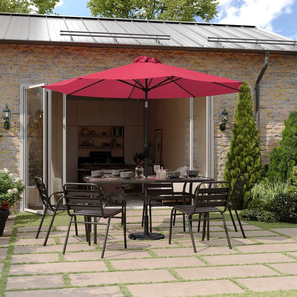 English Elm Montego Commercial Grade 9 FT Round Umbrella with Solar LED Lights for Outdoor Shade and Style Red GM-WL-U22002B-RED-GG