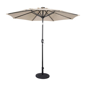 English Elm Montego Commercial Grade 9 FT Round Umbrella with Solar LED Lights for Outdoor Shade and Style Tan GM-WL-U22002B-TAN-GG