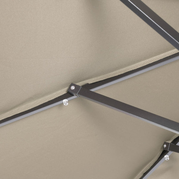 English Elm Montego Commercial Grade 9 FT Round Umbrella with Solar LED Lights for Outdoor Shade and Style Tan GM-WL-U22002B-TAN-GG