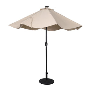 English Elm Montego Commercial Grade 9 FT Round Umbrella with Solar LED Lights for Outdoor Shade and Style Tan GM-WL-U22002B-TAN-GG
