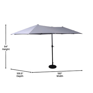 English Elm Elizabeth Commercial Grade 15 FT Triple Head Patio Umbrella for Stylish Outdoor Shade & Comfort Gray GM-WL-UU021-GRY-GG