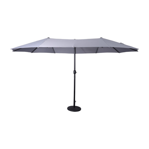 English Elm Elizabeth Commercial Grade 15 FT Triple Head Patio Umbrella for Stylish Outdoor Shade & Comfort Gray GM-WL-UU021-GRY-GG