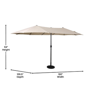 English Elm Elizabeth Commercial Grade 15 FT Triple Head Patio Umbrella for Stylish Outdoor Shade & Comfort Tan GM-WL-UU021-TAN-GG