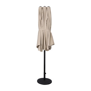 English Elm Elizabeth Commercial Grade 15 FT Triple Head Patio Umbrella for Stylish Outdoor Shade & Comfort Tan GM-WL-UU021-TAN-GG