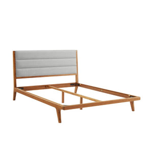 Greenington Mercury Upholstered Platform Bed Solid Bamboo Frame Padded Headboard Modern Bedroom Amber GM002AM