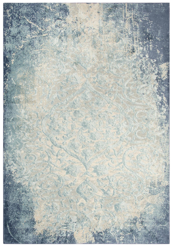 Alora Decor Glamour Plush Transitional Area Rug With Vine & Scroll Motif In Blue, Teal, Beige, Ivory Accent 3'11" x 5'6" GLOGM100089093156
