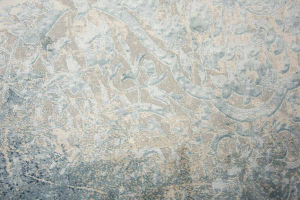 Alora Decor Glamour Blue Runner Rug Power-Loomed 100% Polyester 2'7"X9'6" Transitional Vine Scroll Design, Low Pile GLOGM100089092796