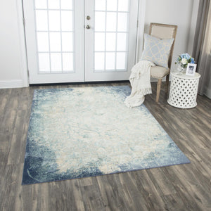Alora Decor Glamour Blue Runner Rug Power-Loomed 100% Polyester 2'7"X9'6" Transitional Vine Scroll Design, Low Pile GLOGM100089092796