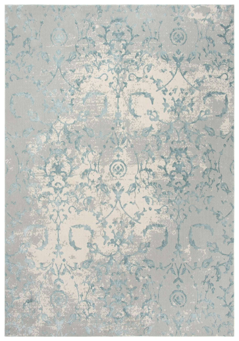 Alora Decor Glamour Alora DéCor Transitional Blue And Gray Ornate Vine Rug — Soft Polyester, Durable Power-Loomed Quality 8'6" x 11'10" GLOGM100233098610